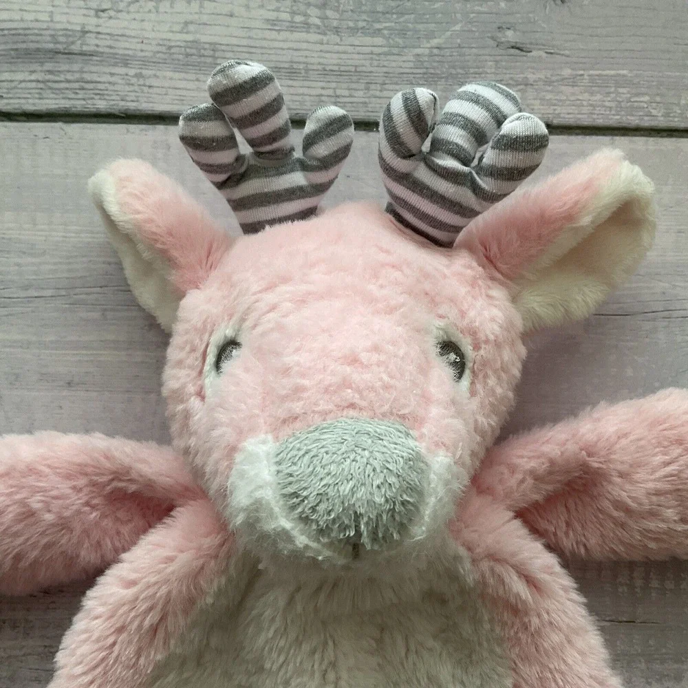 Baby Ganz Pink Reindeer Moose Lovey‎ Plush Baby Security Blanket